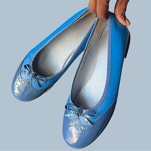 Cap toe Wingtip Blue Ballet Flats